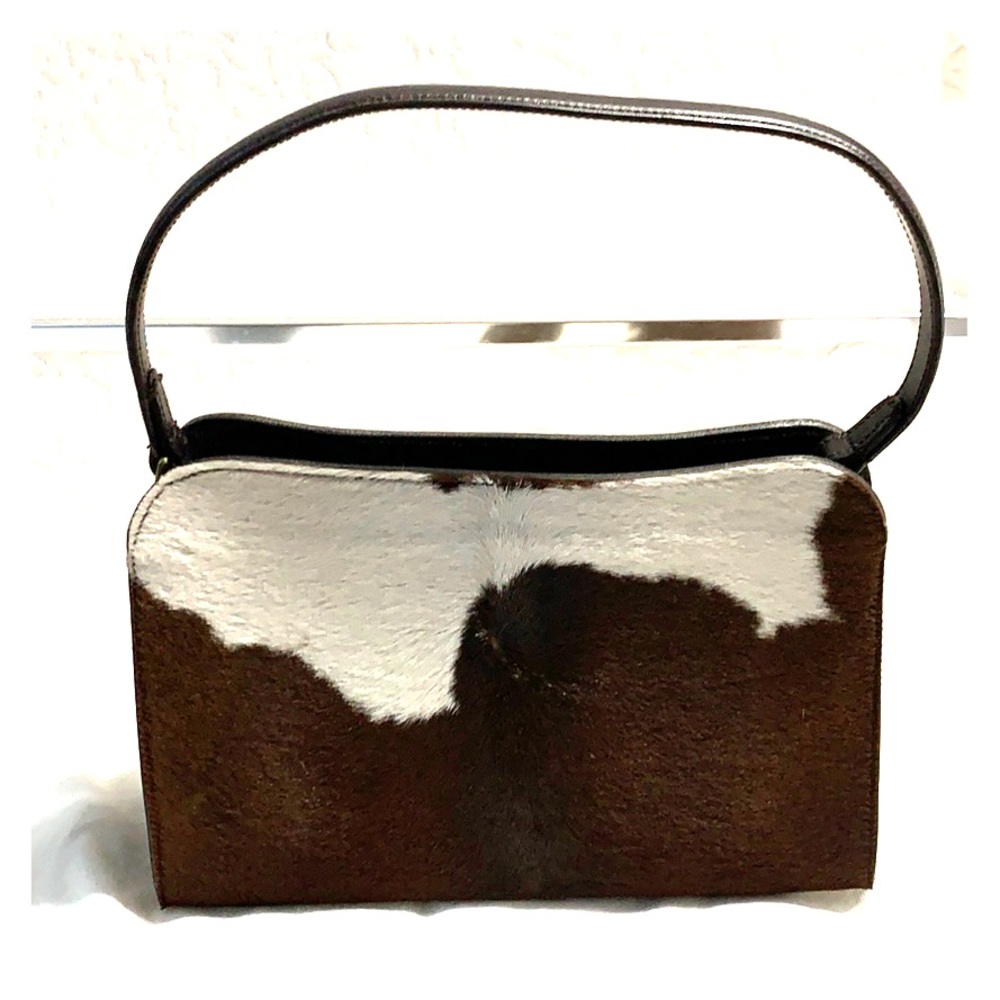 Hair-on leather shoulder bag